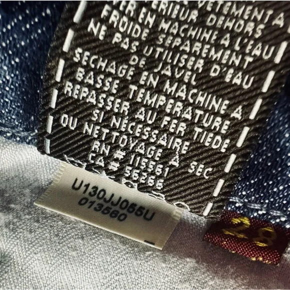 7 For All Mankind Jeans "A" Pocket Bootcut Dark Wash Denim Pink Stitch SZ 28 NEW - Picture 11 of 16